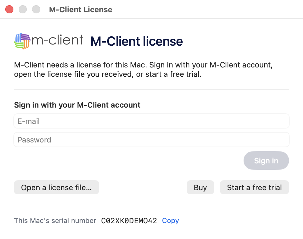Activate M-Client on your Mac